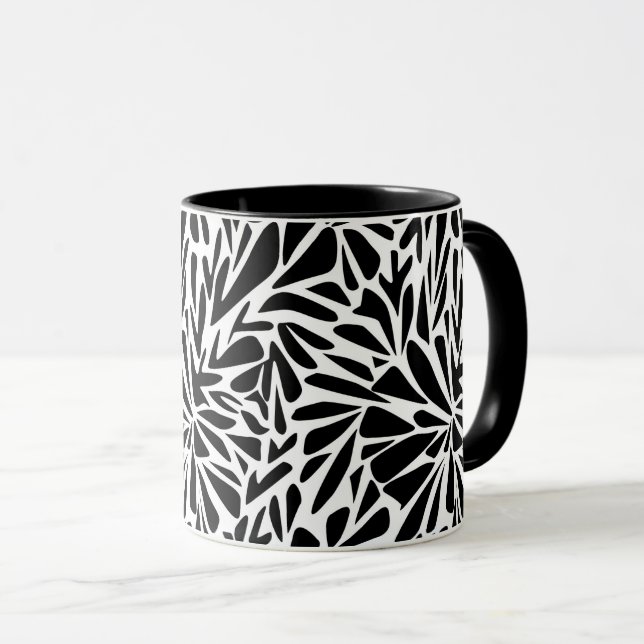 Tasse Abstrait moderne sans couture monochrome flo (Devant droit)