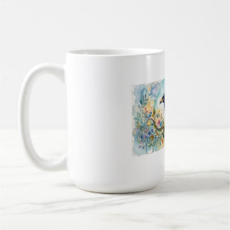 Tasse abstraite fantaisiste à motif corbeau à l'aq