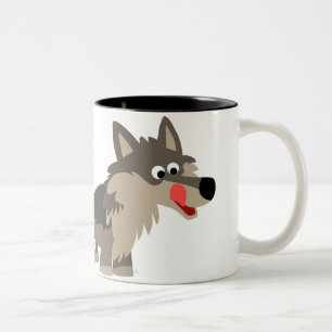 Tasse affamée de loup de bande dessinée mignonne
