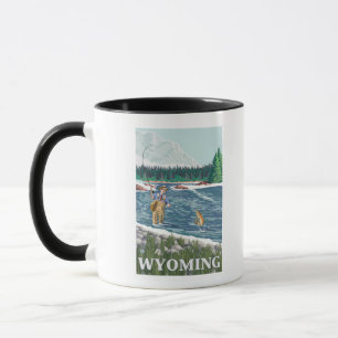 Tasse Affiche de voyage de FishermanWyomingVintage de