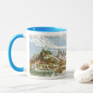 Tasse Affiche de voyage vintage de la baie de San Franci