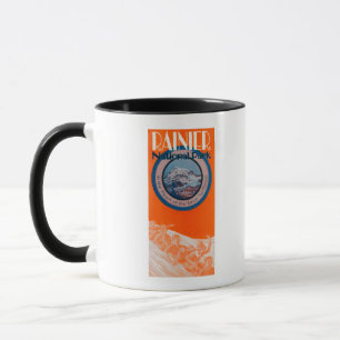 Tasse Affiche du mont Rainier - Sledding