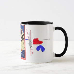 Tasse Affiche vintage de ski, Adelboden Suisse