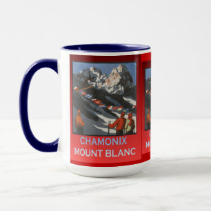 Tasse Affiche vintage de ski, France, Chamonix, Mt Blanc