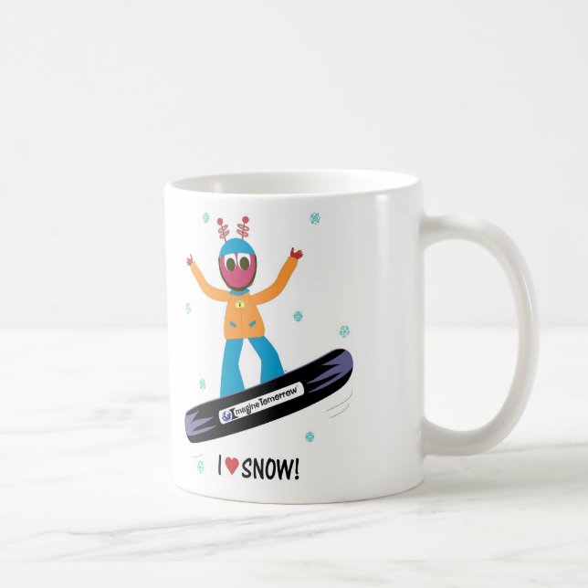 Tasse aime neige de Puterbug de snowboarding "je" (Droite)