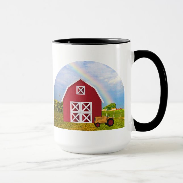 Tasse Ajouter votre nom à la grange rouge avec le ciel b (Droite)