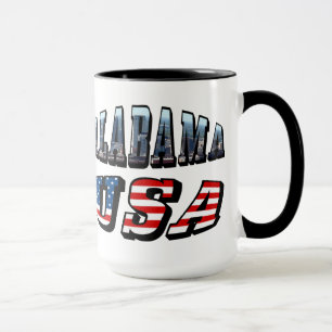 Tasse Alabama Photo et USA Flag Font