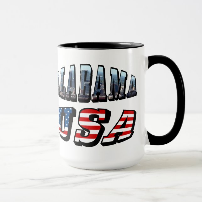 Tasse Alabama Photo et USA Flag Font (Droite)