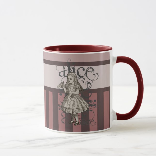 Tasse Alice dans la grunge du pays des merveilles (rose) (Droite)