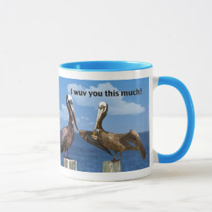 Tasse Amour Brown de deux pélicans vous