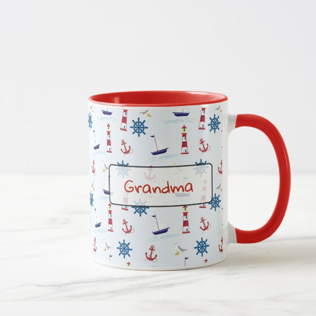 Tasse Ancres océaniques nautiques personnalisées et phar (Droite)