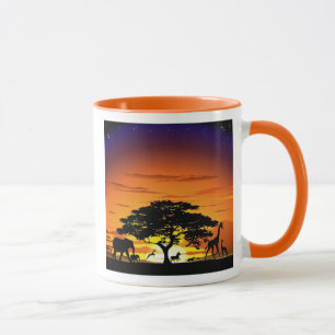 Tasse Animaux sauvages sur le coucher de soleil de la sa