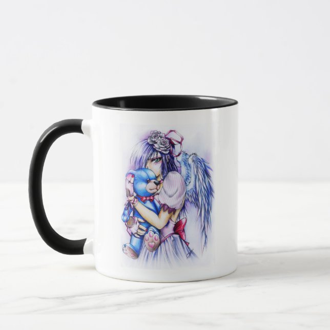 Tasse Anime Gothique Rose Angel Girl Avec Teddy (Gauche)