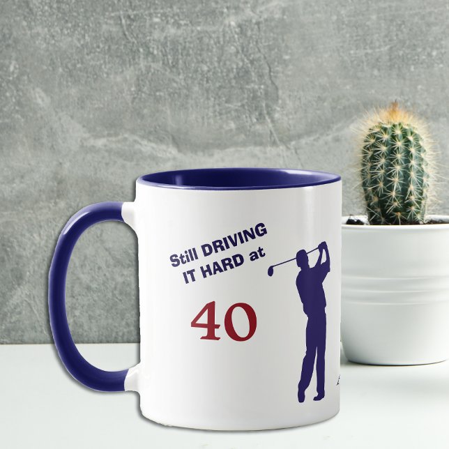 Tasse Anniversaire 40 Golfer Blue Silhouette (Créateur téléchargé)