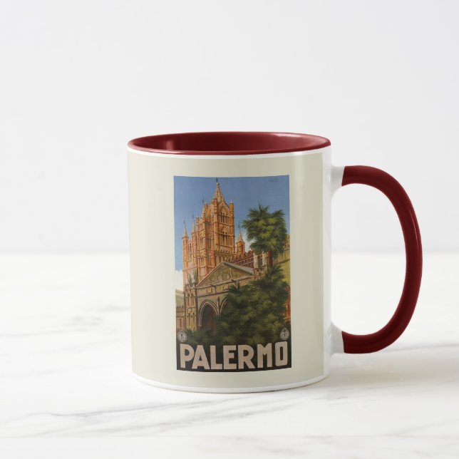 Tasse annonce italienne vintage de voyage de Palerme (Droite)