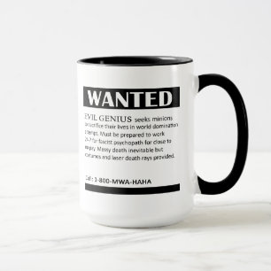 Tasse Annonce Recherchée de génie mauvais