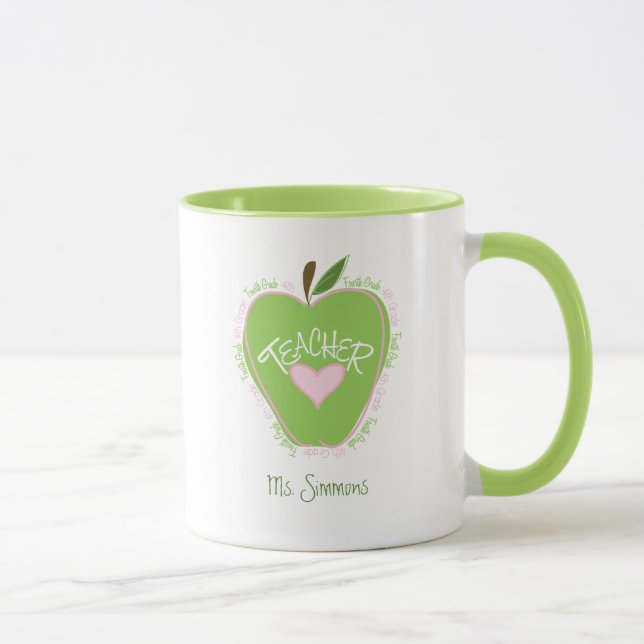 Tasse Apple rose et vert de quatrième professeur de (Droite)