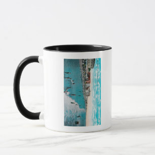 Tasse Apprécier ondule à la plage de BeachLong d'océan,