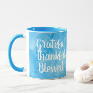 Tasse Aquarelle bleue bénie reconnaissante