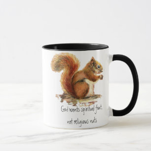 Tasse Aquarelle écureuil rouge, Citation drôle