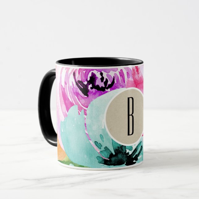 Tasse Aquarelle fleurie de printemps brillante moderne (Devant gauche)