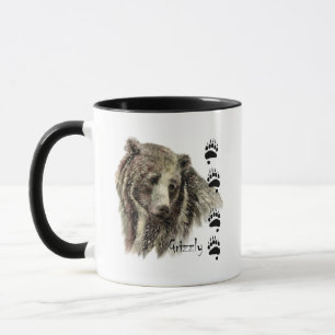 Tasse Aquarelle Grizzli Ours Faune Nature Art