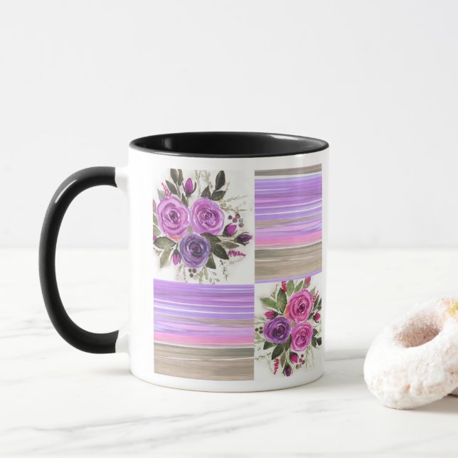 Tasse Aquarelle . Patchwork . (Avec donut)