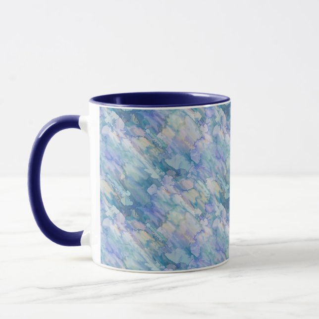 Tasse Aquarelle Retro Bleu pourpre Motif Raindrop (Gauche)