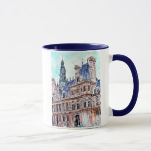 Tasse Aquarelle Rustic Hotel de Ville des destinations  