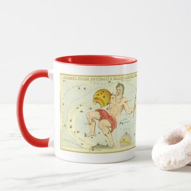 Tasse Aquarius, Constellation Vintage, miroir d'Urania (Avec donut)
