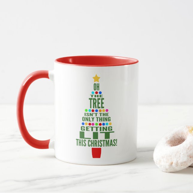 Tasse Arbre de Noël amusant | Obtenir un Humour de vacan (Avec donut)