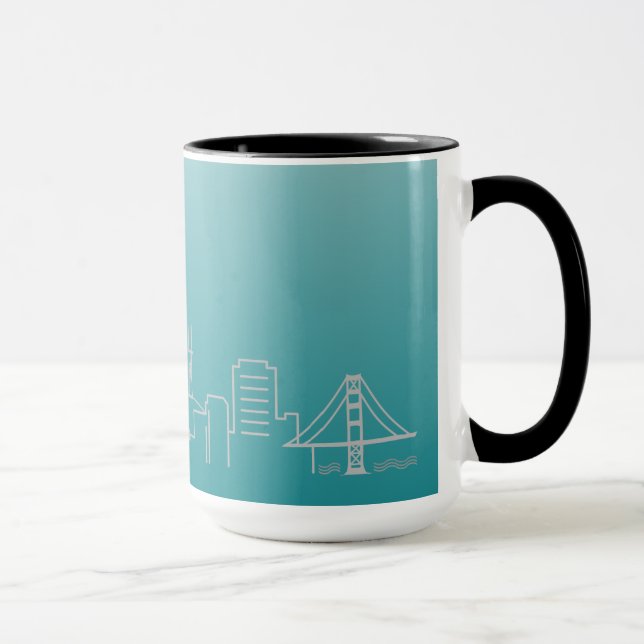Tasse argentée de sonnerie d'horizon de ville de (Droite)