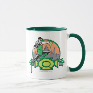 Tasse Arrière - plan et logo verts de ville de lanterne