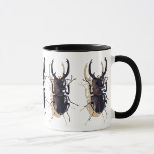 Tasse Art d'aquarelle d'insecte "de scarabée de mâle"
