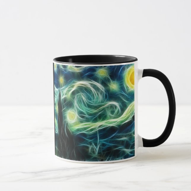 Tasse Art de fractale de Van Gogh de nuit étoilée (Droite)