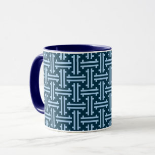 Tasse Art déco Fret chinois, Indigo et Sky Blue