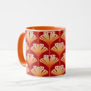 Tasse Art Déco Lily, Tangerine Orange et Or