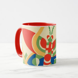 Tasse Art Déco vintage jazz pochoir jardin papillons