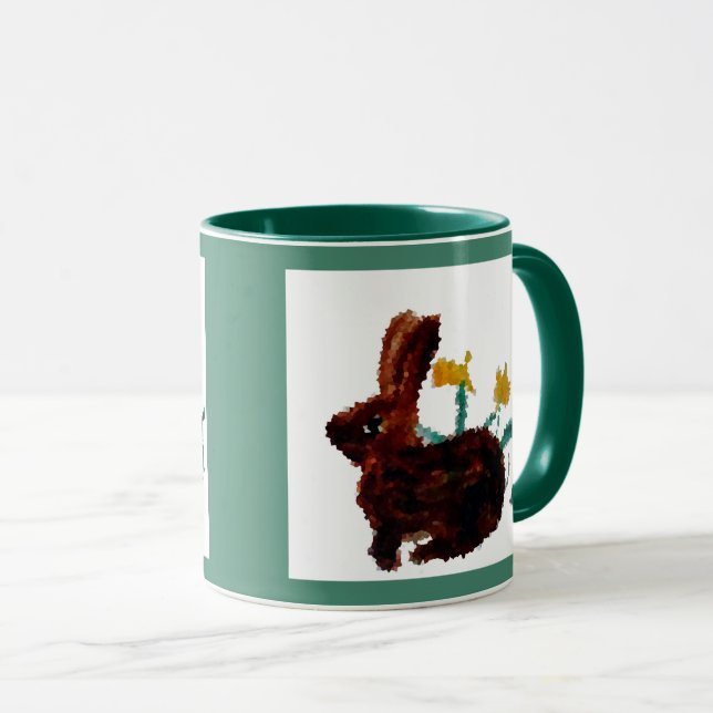 Tasse Art jonquille du lapin de printemps (Devant droit)