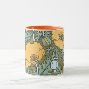 Tasse Art Nouveau vintage, Fleurs de pavot dans le jardi