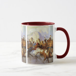 Tasse Art occidental vintage, Parti de la guerre indienn