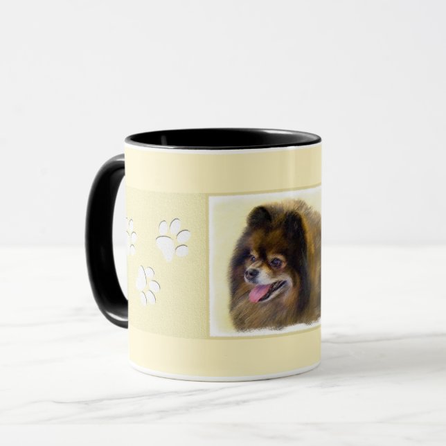 Tasse Art original de chien de peinture noire et (Devant gauche)