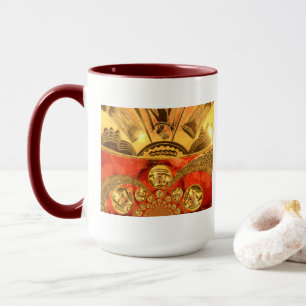 Tasse Art traditionnel africain rouge doré