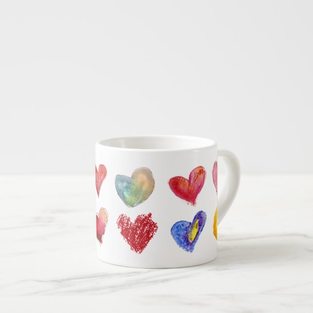 Tasse Artsy de café express de 12 coeurs d'amour (Devant droit)