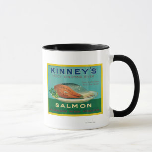 Tasse Astoria, Oregon - Étiquette Coque Saumon de Kinney