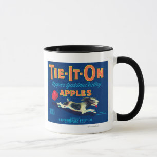 Tasse Attachez-le sur l'étiquette d'Apple (bleu) -
