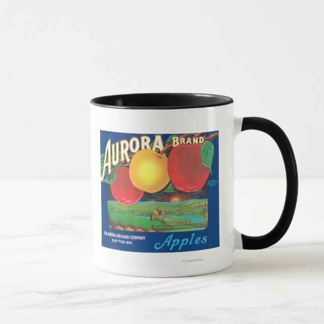 Tasse Aurora Étiquette Apple (bleu) - Dayton, WA (Droite)
