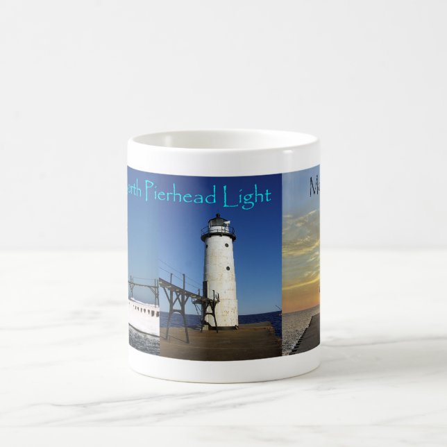 Tasse avec 3 images du phare de Manistee North Pie (Centre)