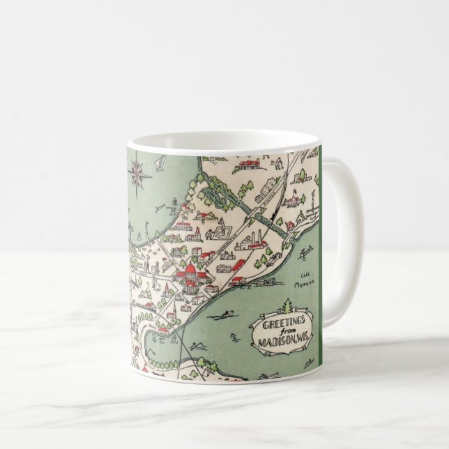 Tasse avec carte des lacs de Madison Wisconsin (Devant droit)