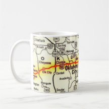 Tasse avec carte routière vintage de l'Oklahoma